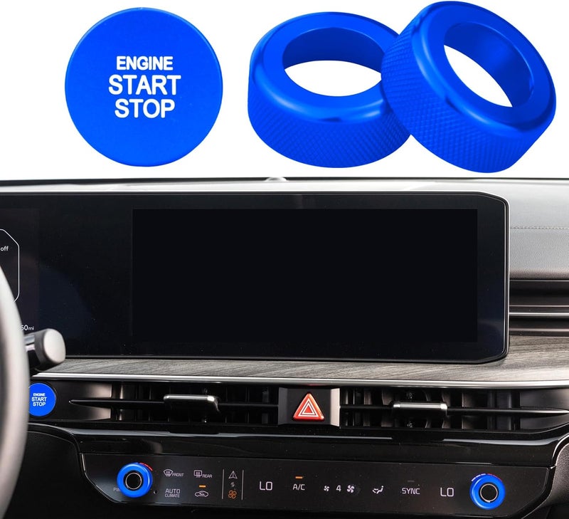 HDUFC for Kia Carnival/Carnival Hybrid/K5/Niro/Sorento/Sportage Interior Package, Push-Button Start, air Conditioning Control knob Cover, 3-Piece Set (Blue) - Image 5